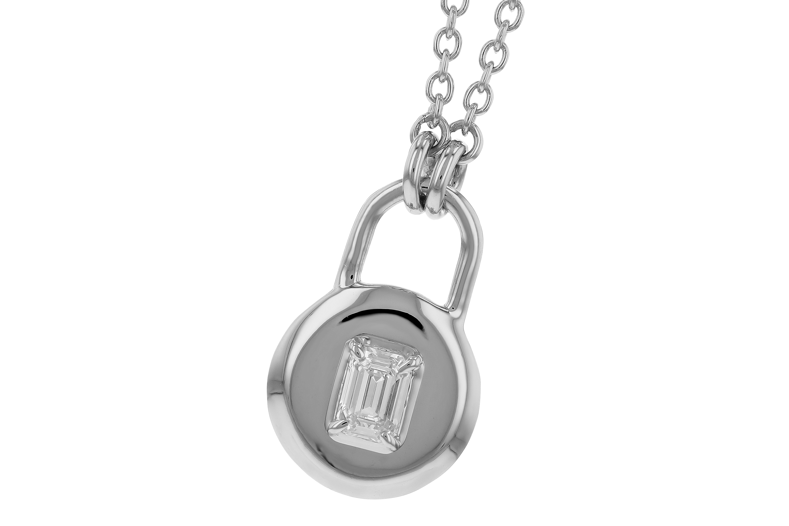 M273-79416: NECKLACE .19 EMERALD CUT (18")