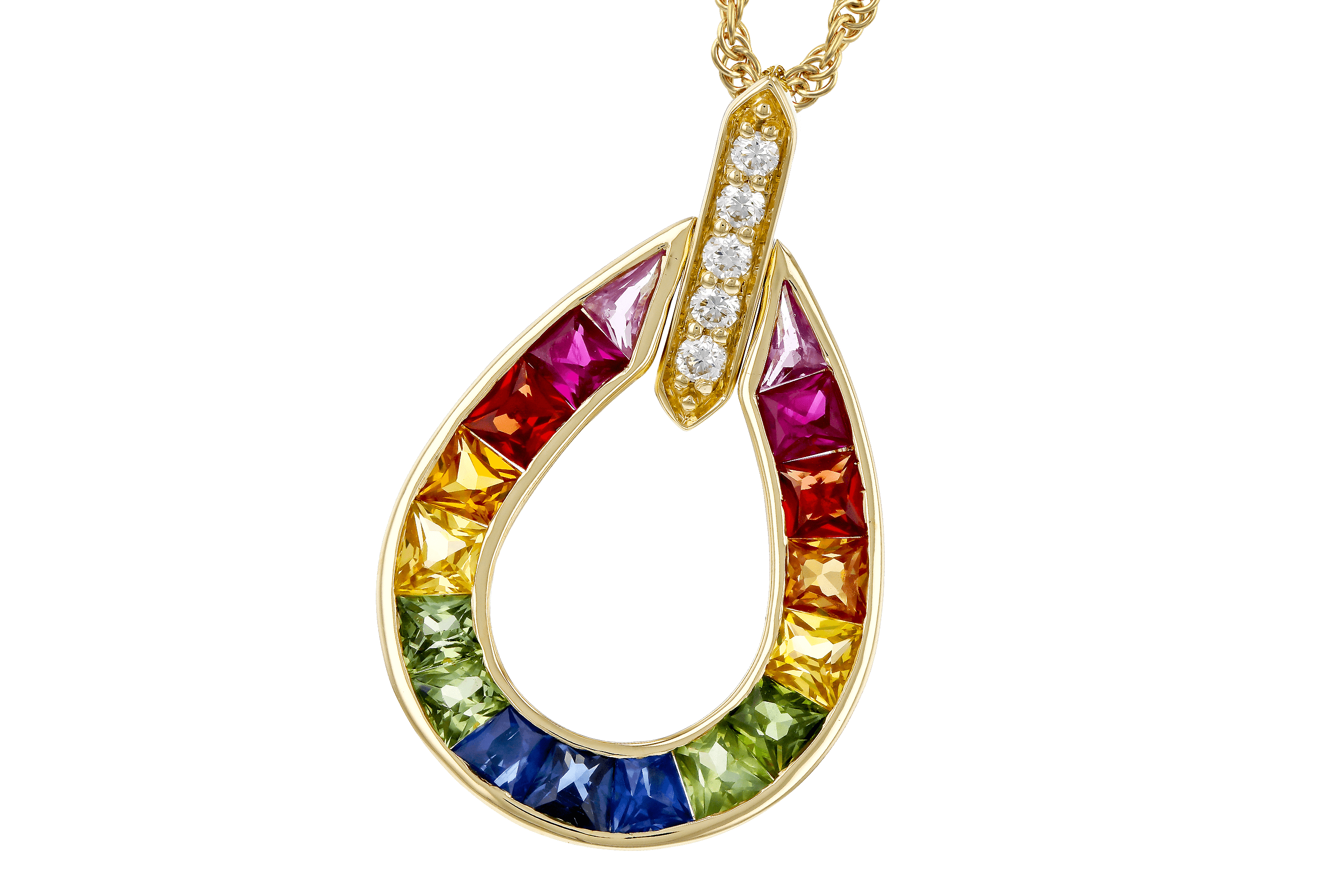 M274-66670: NECKLACE 1.10 MULTI-COLOR SAPPH 1.15 TGW