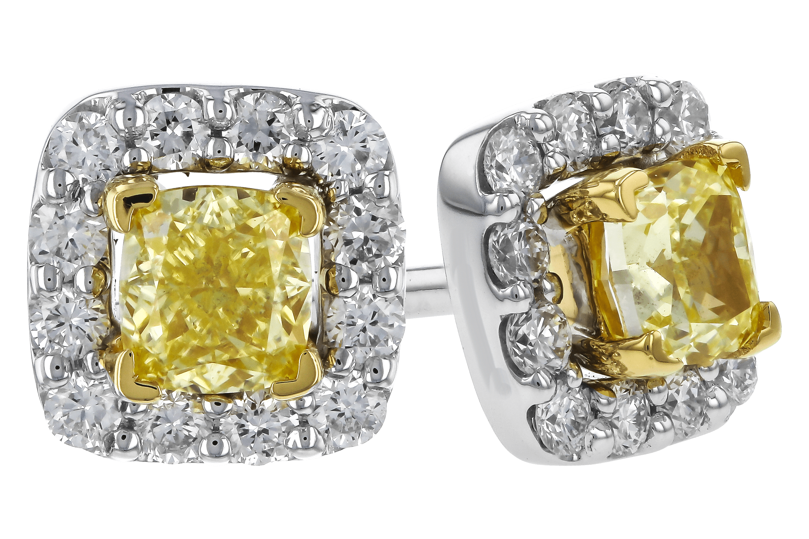 M274-67589: EARR .38 FANCY YELLOW DIAMONDS .54 TW