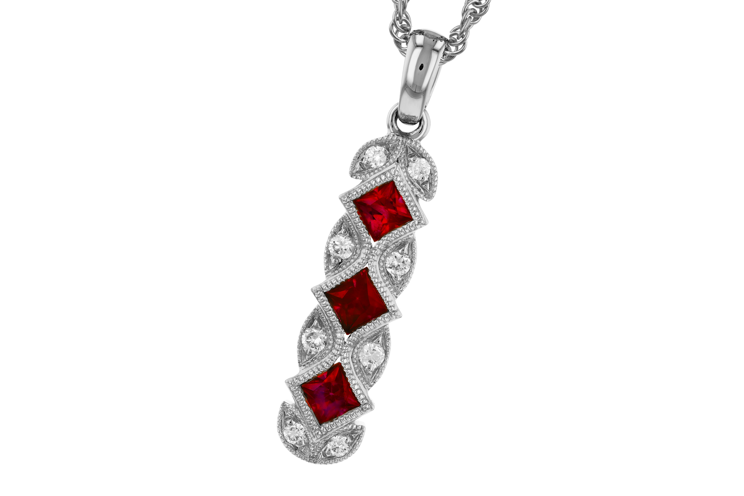 M275-55770: NECKLACE .55 TW RUBY .64 TGW