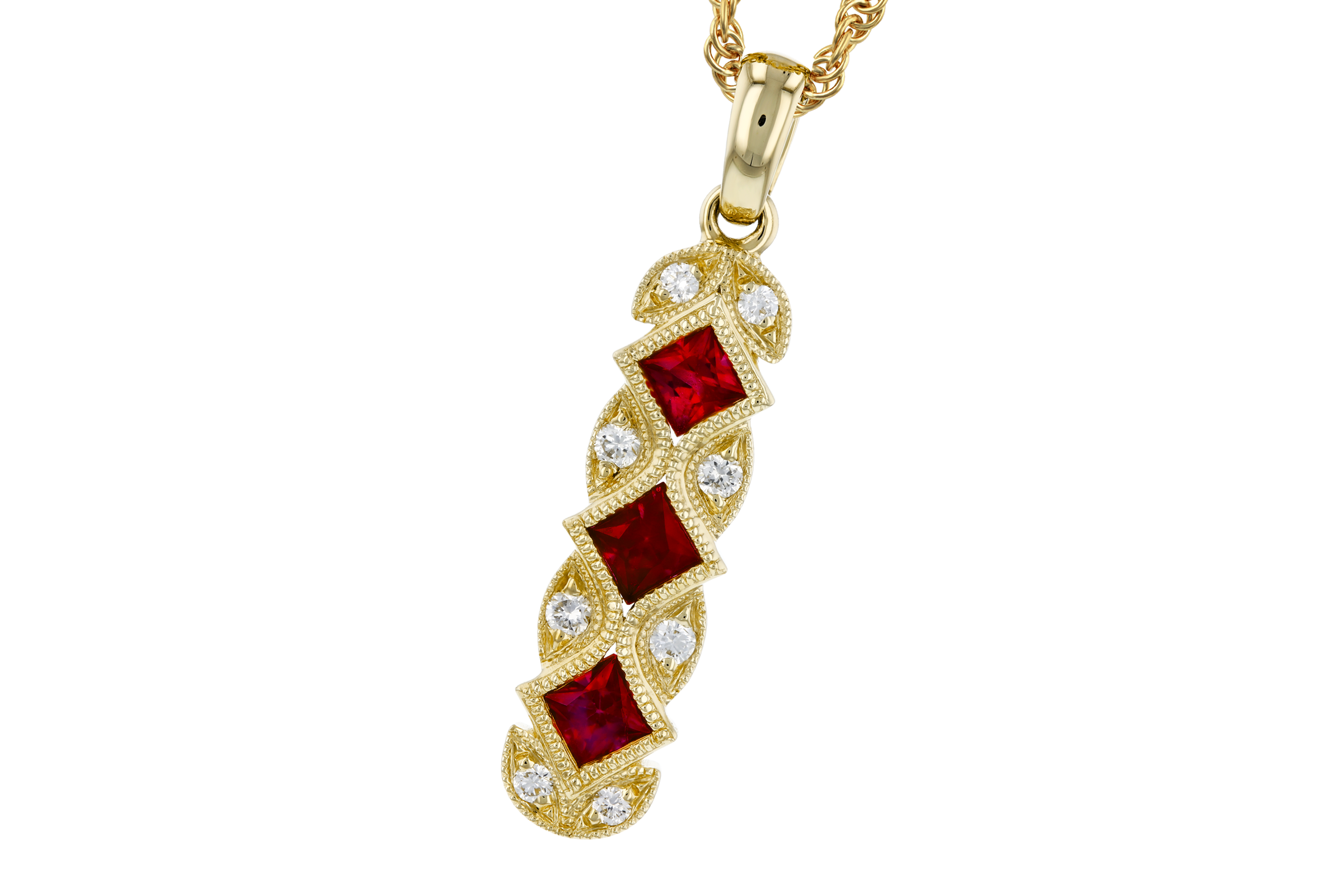 M275-55770: NECKLACE .55 TW RUBY .64 TGW