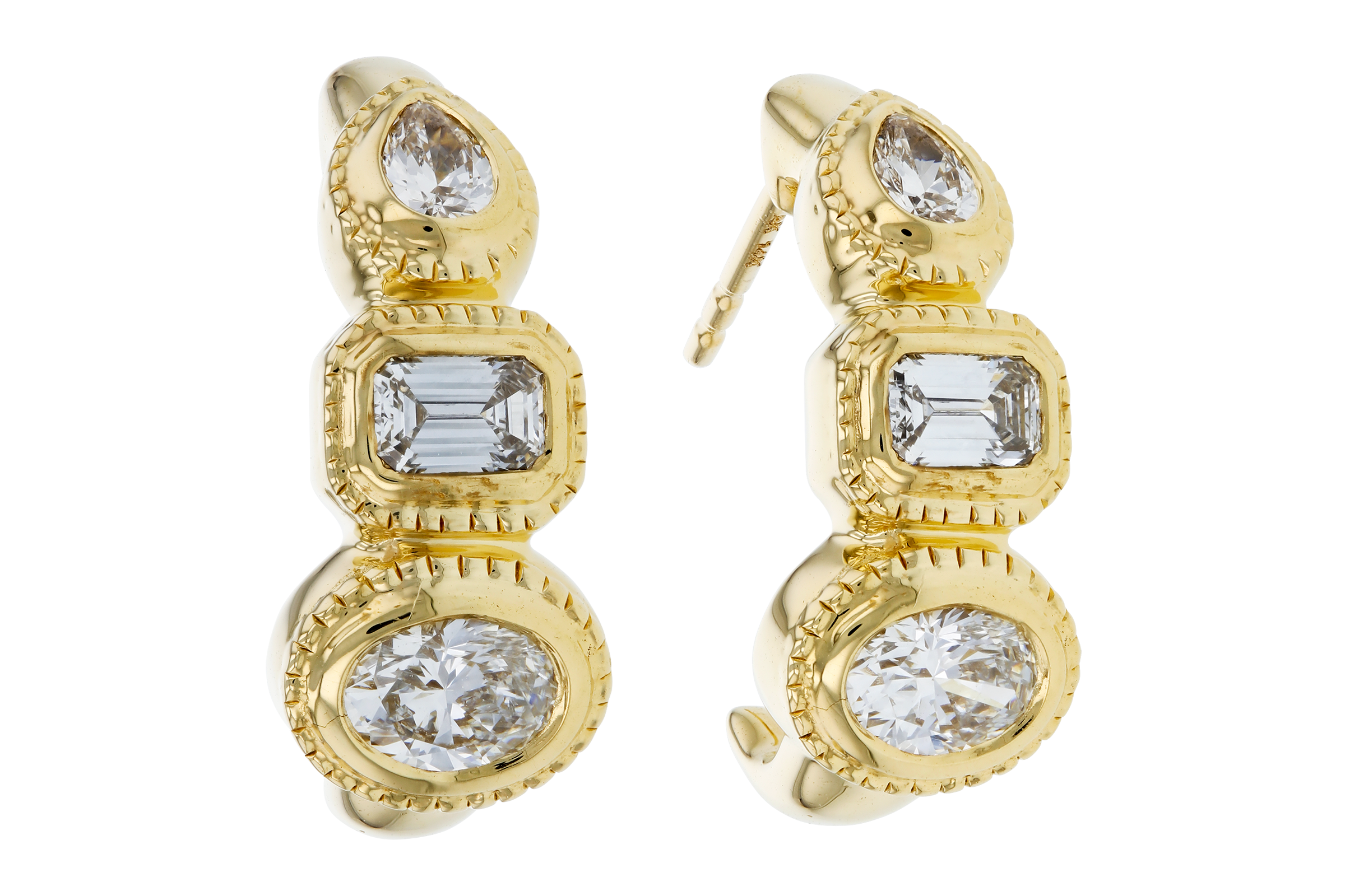 M275-56725: EARRINGS .68 TW FANCY CUT DIAMONDS