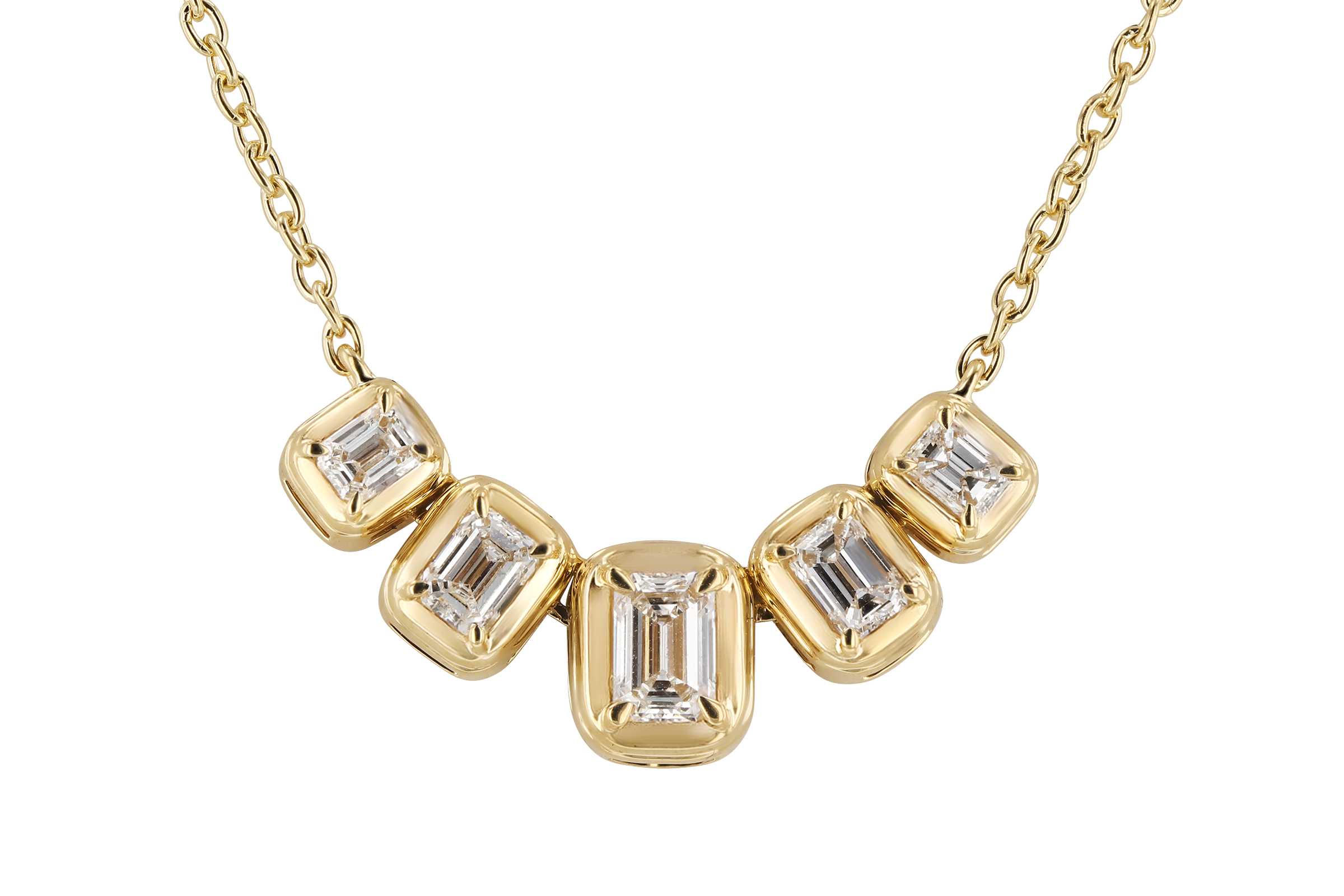 M275-57561: NECKLACE .87 TW EMERALD CUT DIA (18")